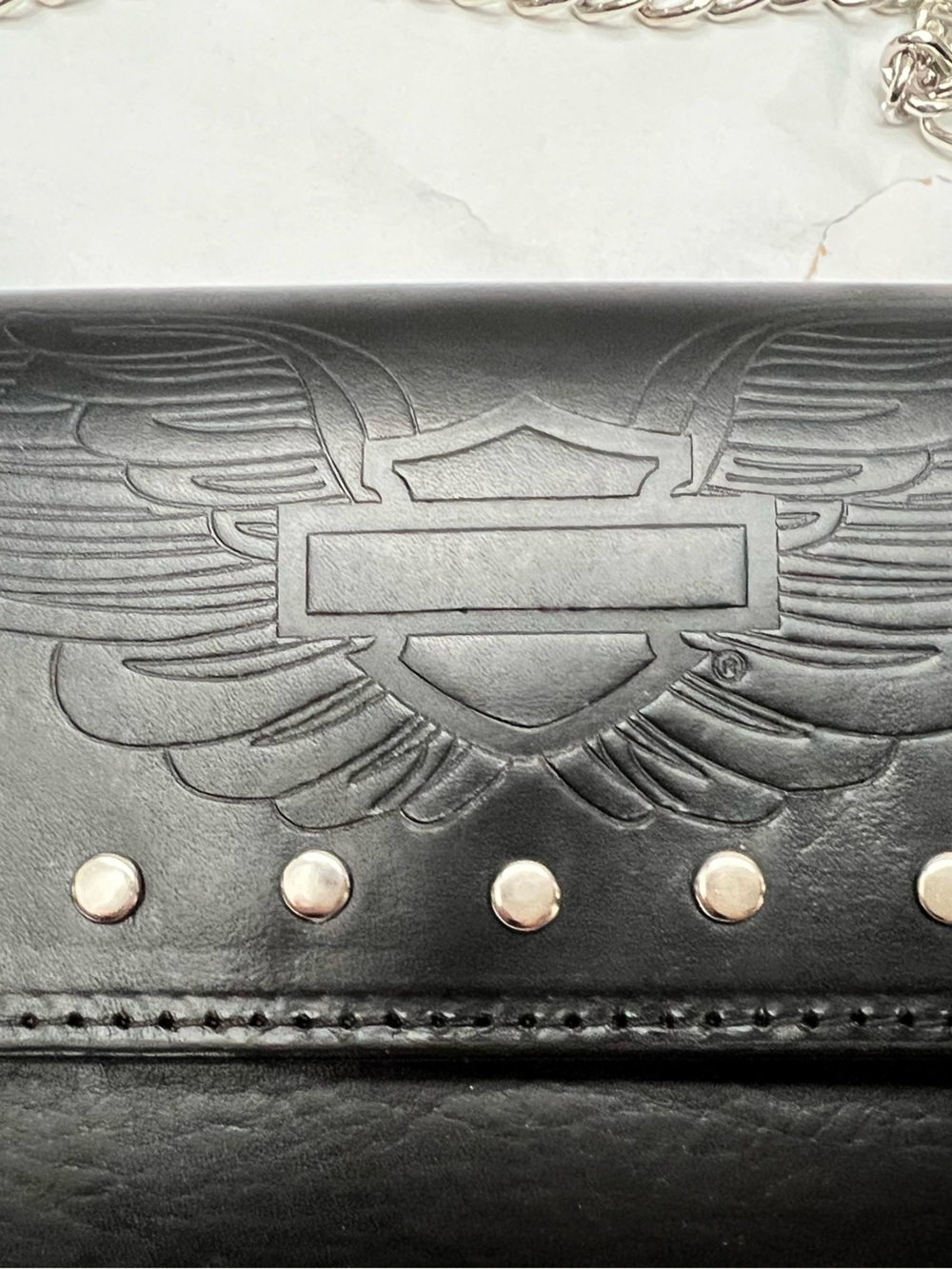 Harley Davidson Black Men's Studded Leather Wallet Organizer